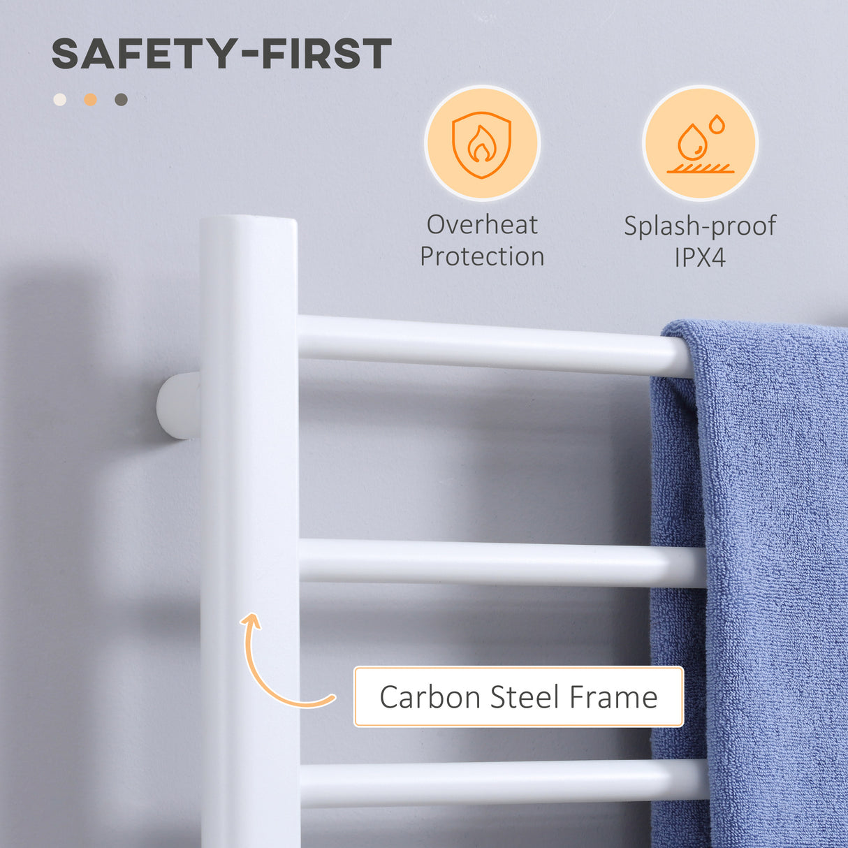 easycomfort easycomfort scaldasalviette elettrico a 8 barre con timer e controllo temperatura 50x45x80 cm bianco