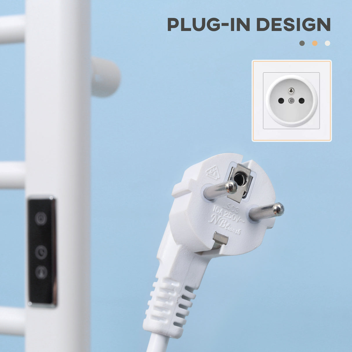 easycomfort easycomfort scaldasalviette elettrico a 8 barre con timer e controllo temperatura 50x45x80 cm bianco