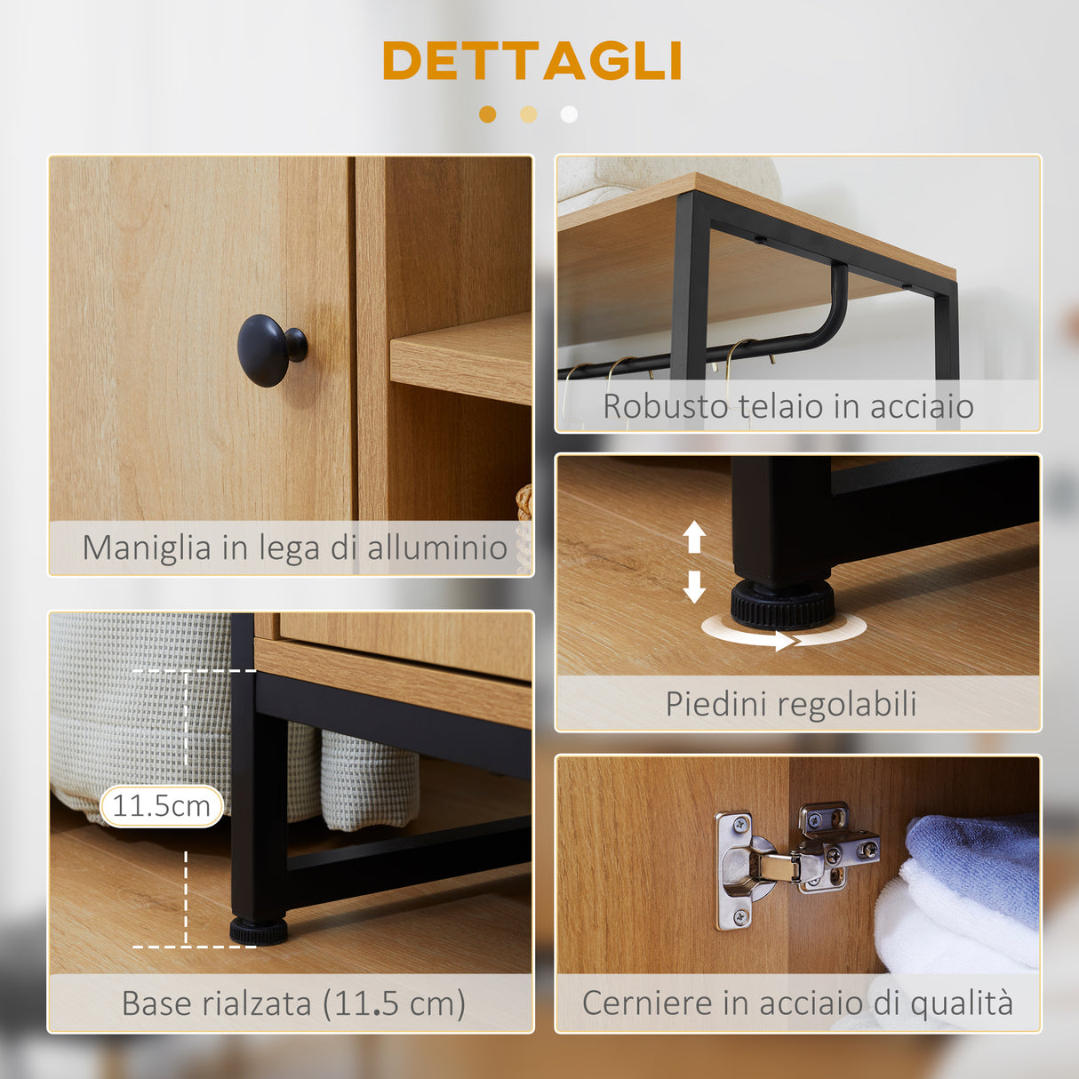 easycomfort easycomfort appendiabiti in acciaio e legno stile industriale con scarpiera e ripiani 80x40x180cm