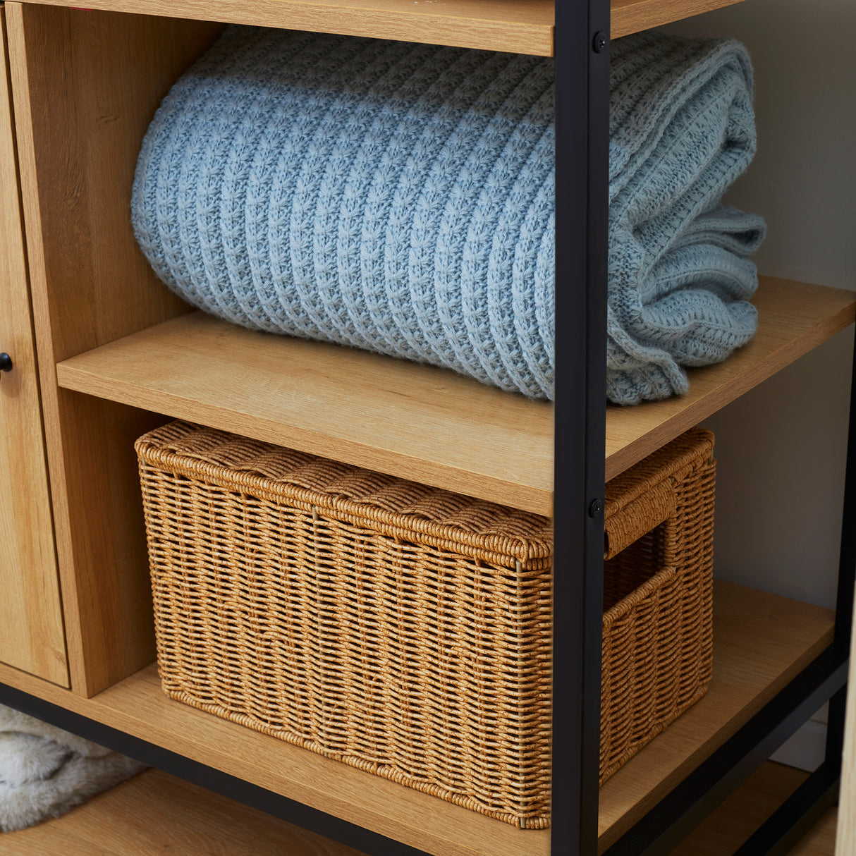 easycomfort easycomfort appendiabiti in acciaio e legno stile industriale con scarpiera e ripiani 80x40x180cm