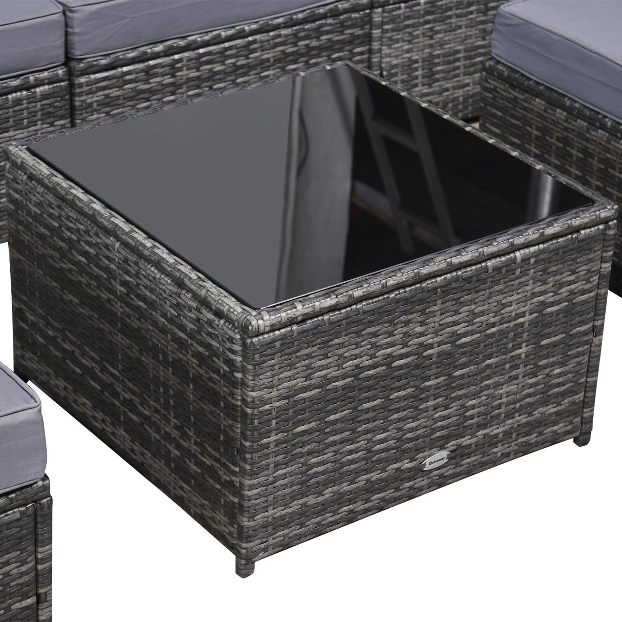 easycomfort set da 7 pezzi salotto da esterni in rattan con poltrona pouf tavolino grigio
