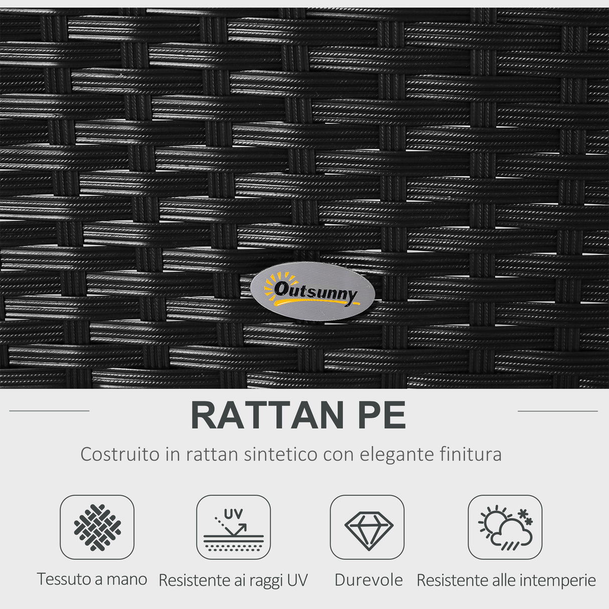 easycomfort easycomfort divano da esterno in rattan set 5 pezzi con pouf salottino per il giardino nero e bianco 96cmx 68cmx 65cm