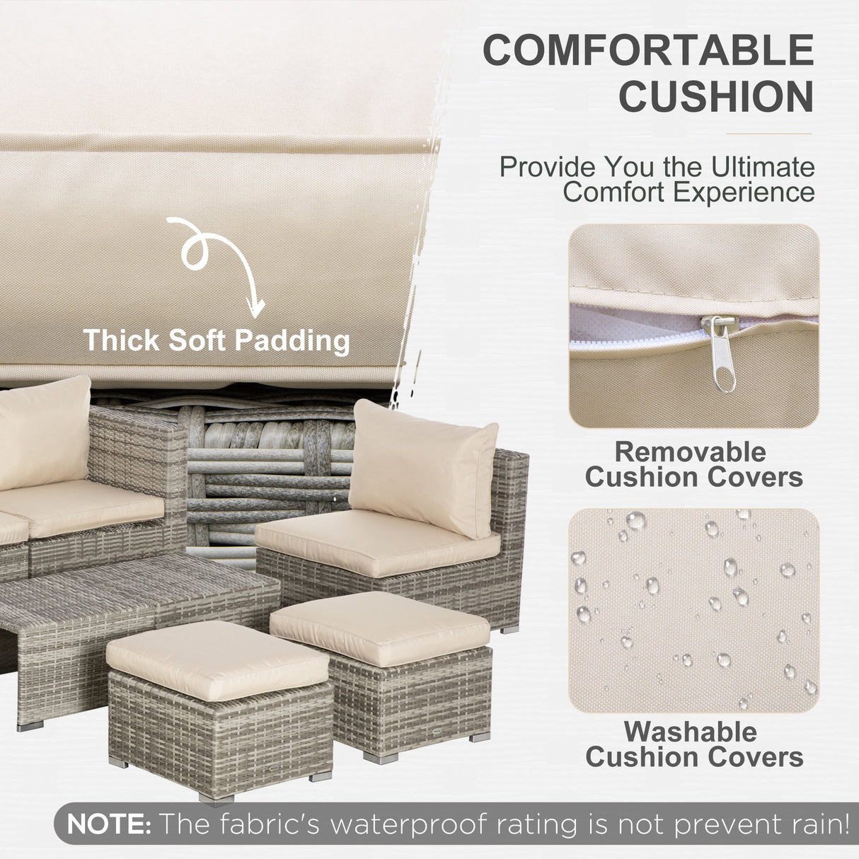 easycomfort salotto da giardino in rattan pe da 8 pezzi con poltrone tavolini e sgabelli beige grigio