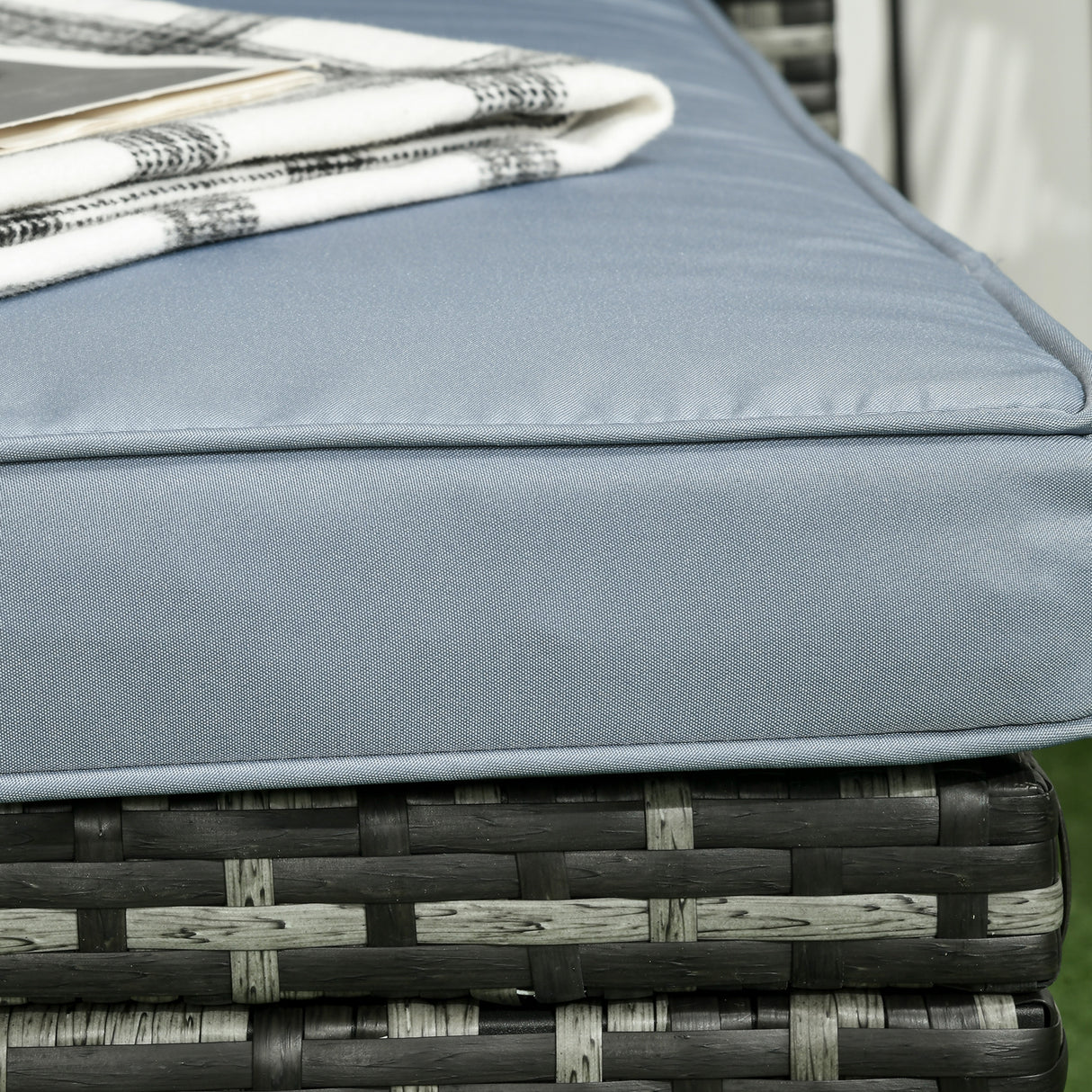 easycomfort easycomfort salotto da giardino con divanetto chaise longue e tavolino in rattan pe con cuscini grigio