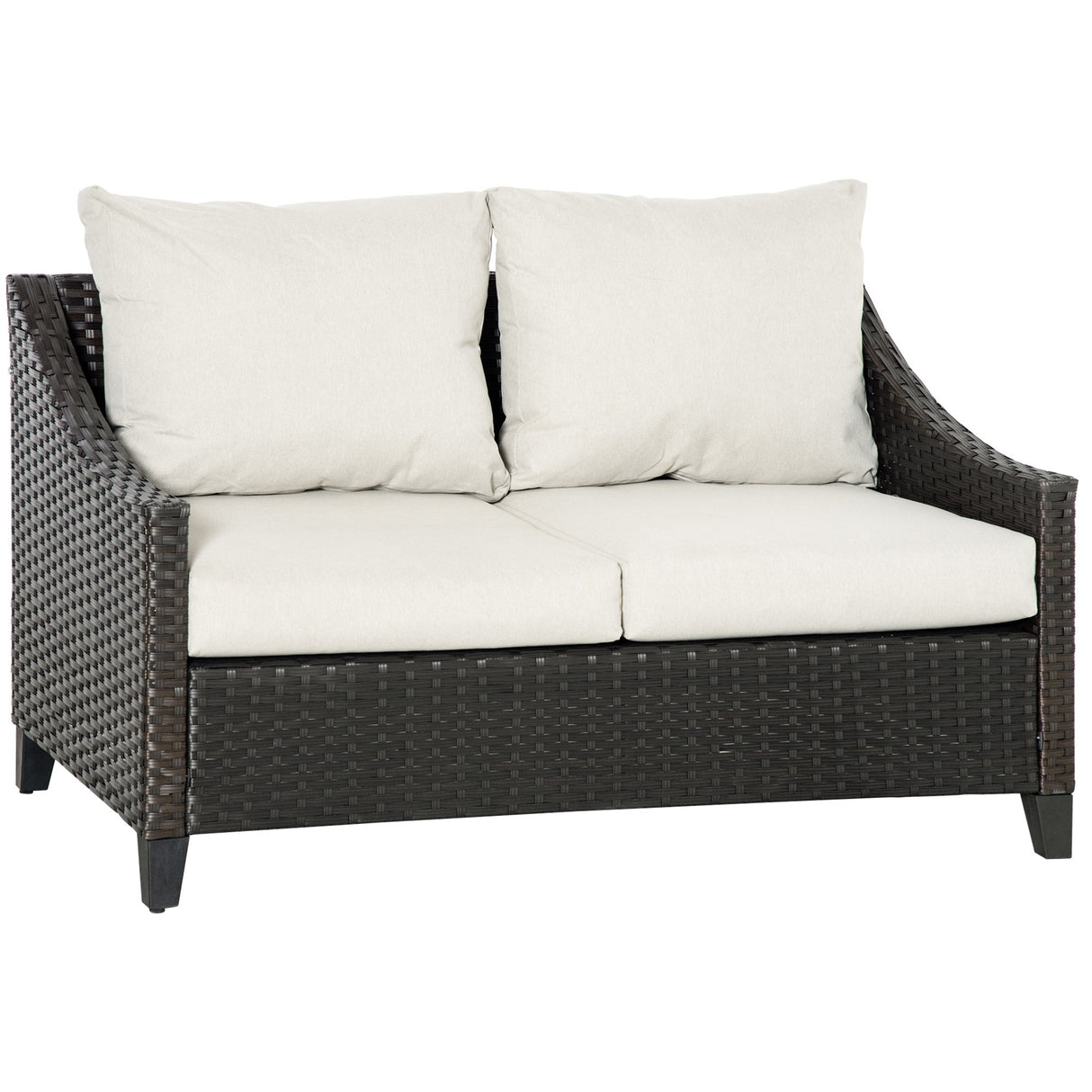 easycomfort divano da giardino 2 posti in rattan pe divano da esterno con cuscini imbottiti e piedini regolabili 132x70x74cm marrone