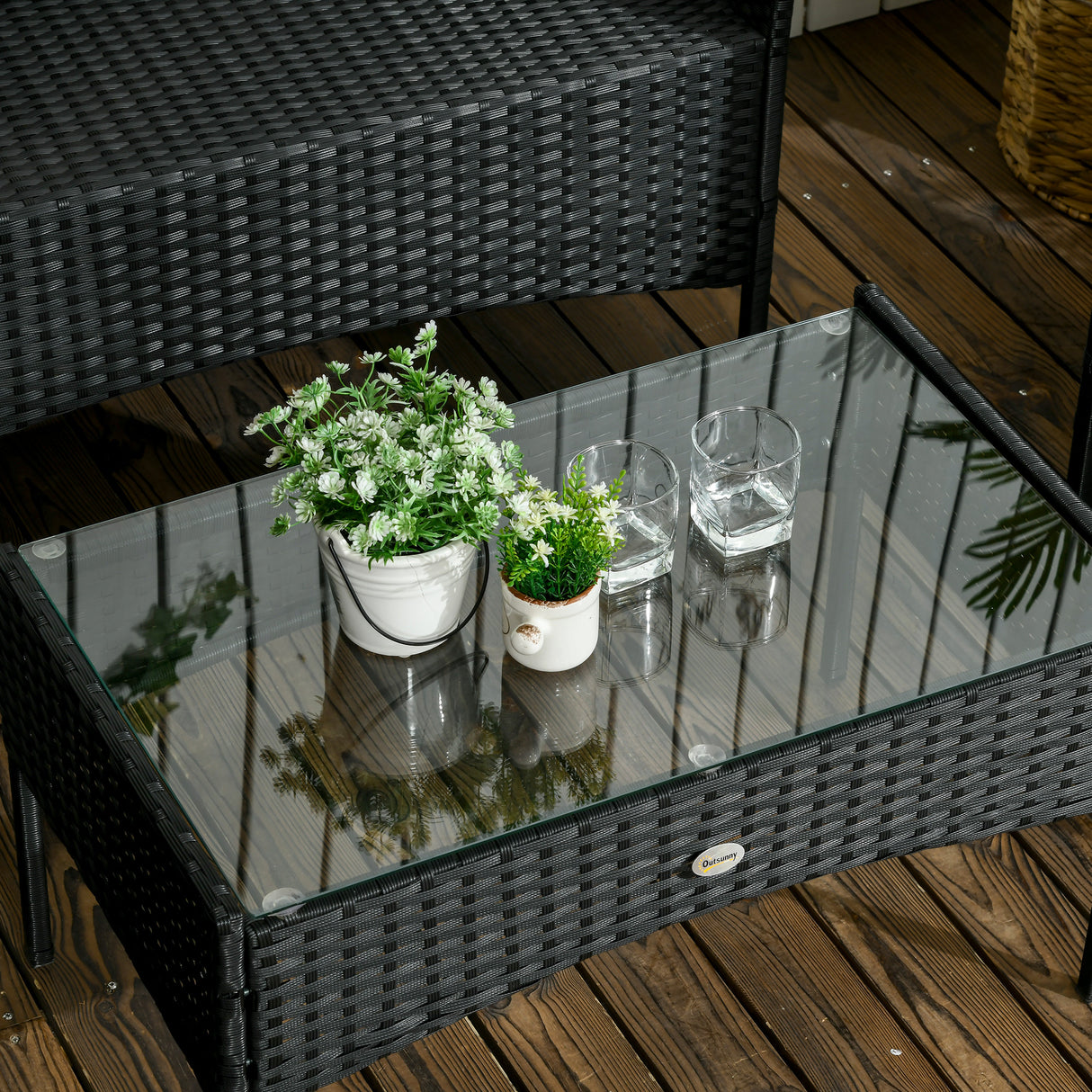 easycomfort easycomfort set da giardino 4pezzi in rattan con 2 sedie poltrona da giardino a 2 posti e tavolino basso