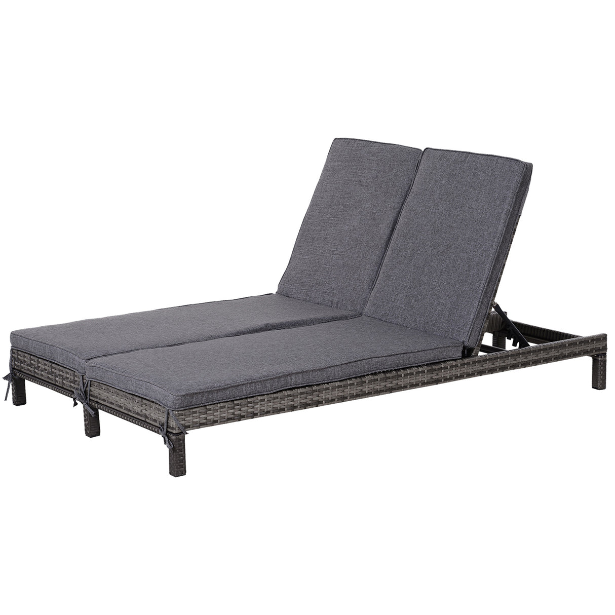 easycomfort easycomfort lettino sdraio prendisole a 2 posti in pe rattan con materassino grigio
