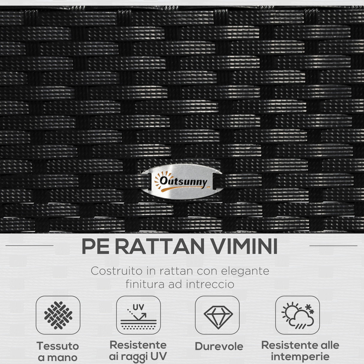 easycomfort easycomfort salotti da giardino in pe rattan con tavolino 2 poltrone e divano con cuscini nero