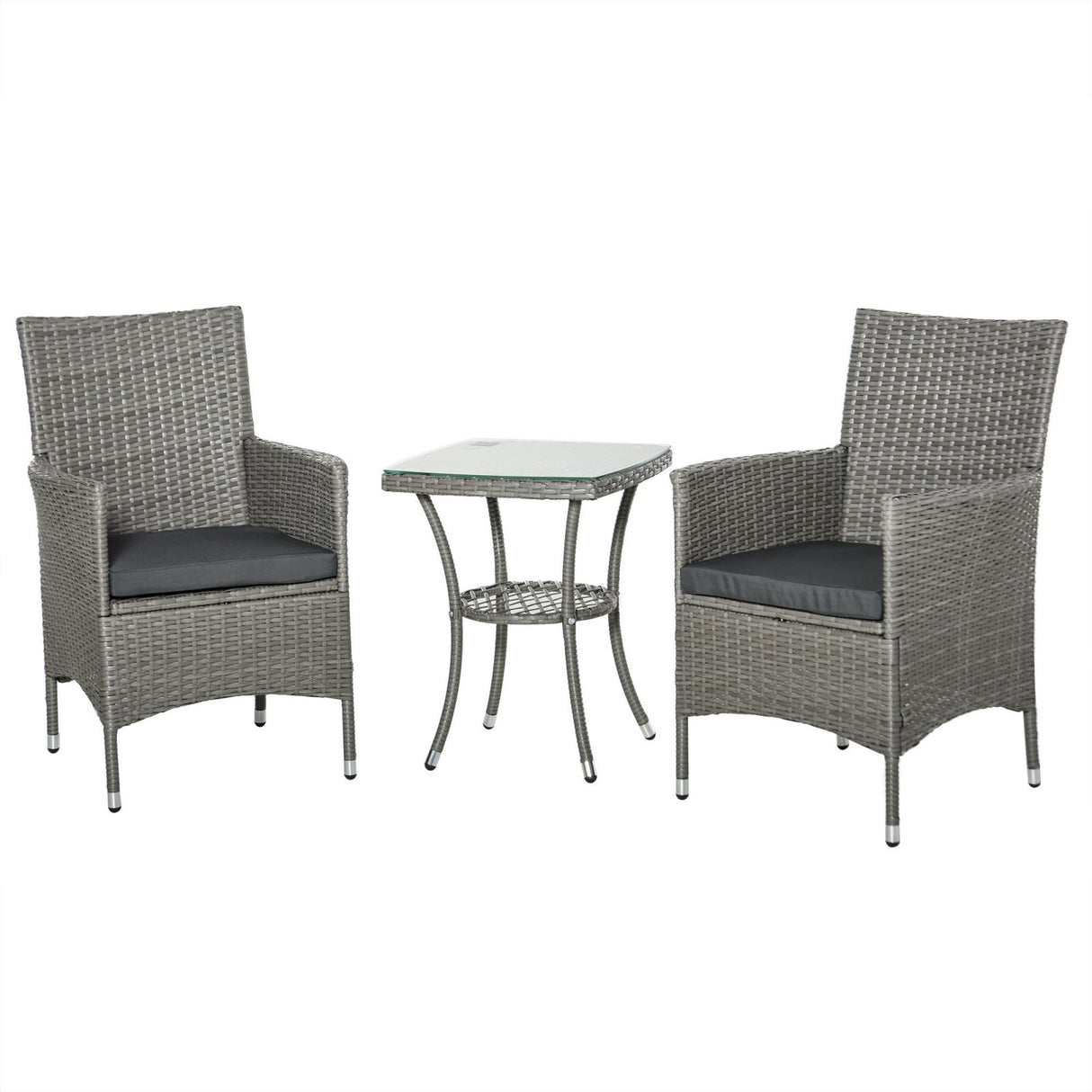 easycomfort easycomfort set tavolino e sedie da esterno in rattan pe grigio