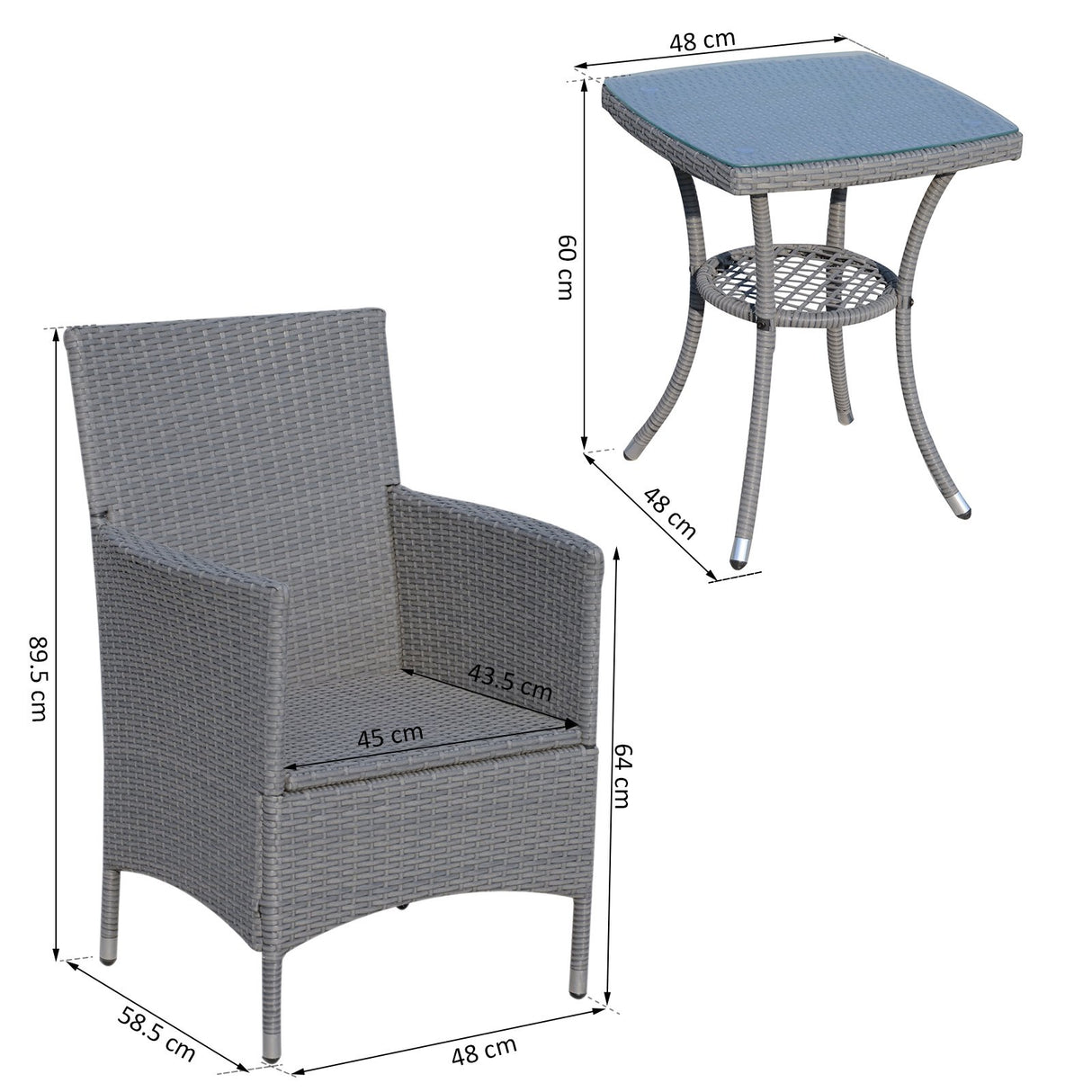 easycomfort easycomfort set tavolino e sedie da esterno in rattan pe grigio