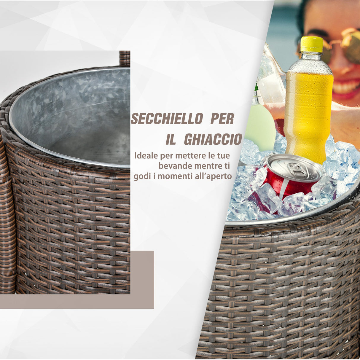 easycomfort easycomfort set 5 pezzi tavolino e 4 sedie alte in rattan sintetico e acciaio