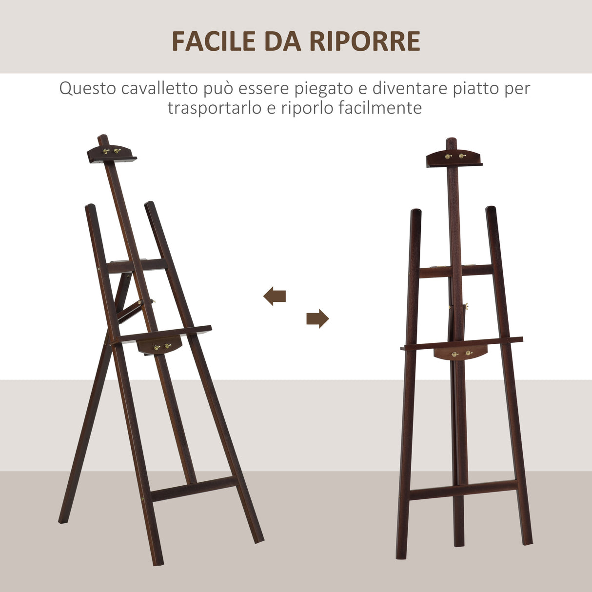 easycomfort cavalletto pittura studio professionale altezza e inclinazione regolabili in legno marrone