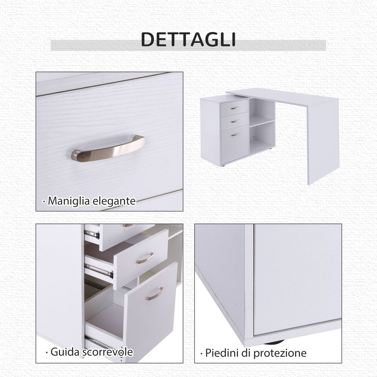 easycomfort easycomfort scrivania angolare per computer da ufficio con cassettiera 11783 576cm bianco ean 8054111848404
