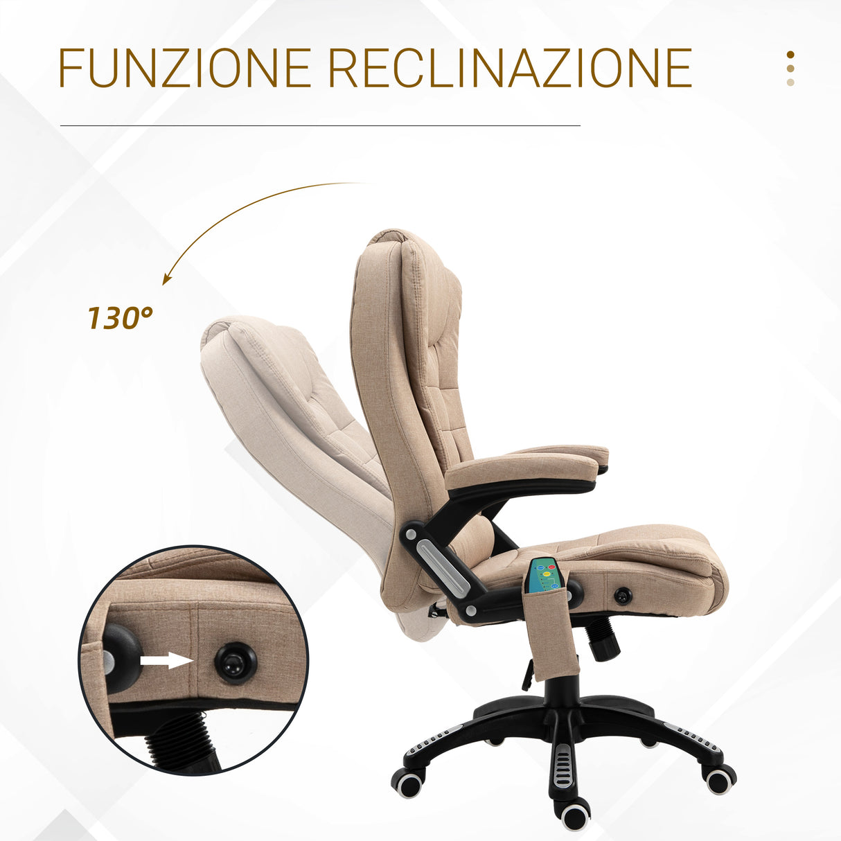 easycomfort easycomfort poltrona da ufficio massaggiante con altezza regolabile 6 punti di massaggio e riscaldamento beige