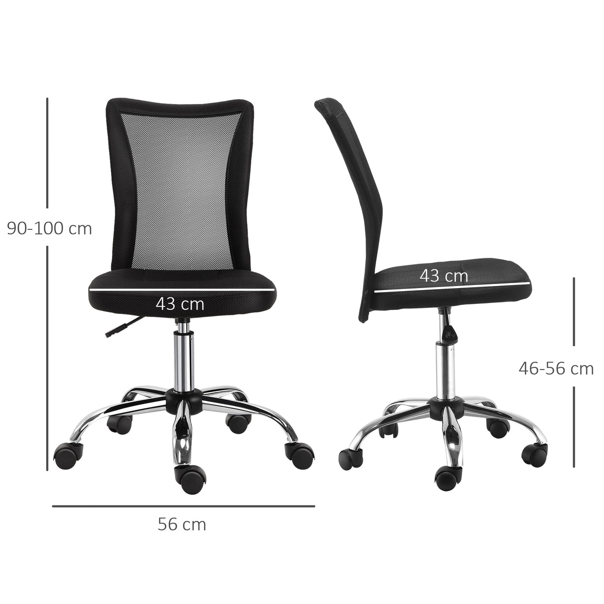 easycomfort easycomfort sedia da ufficio ergonomica senza braccioli tessuto traspirante a rete altezza regolabile e 5 ruote 43x58x90 100cm nero ean 8054111843478