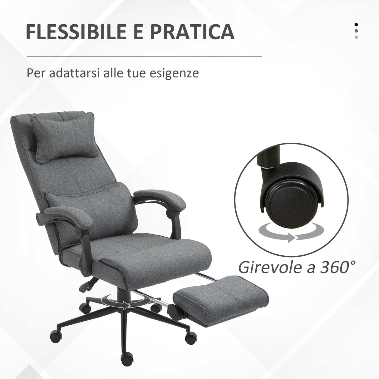 easycomfort easycomfort sedia da ufficio ergonomica ad altezza regolabile con braccioli e poggiapiedi 66x70x115 123 cm grigia