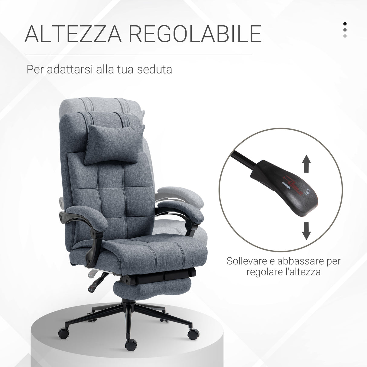 easycomfort easycomfort sedia da ufficio ergonomica reclinabile sedia direzionale con schiena alta poltrona ufficio con poggiatesta e poggiapiedi estraibile 66x70x116 124cm grigio