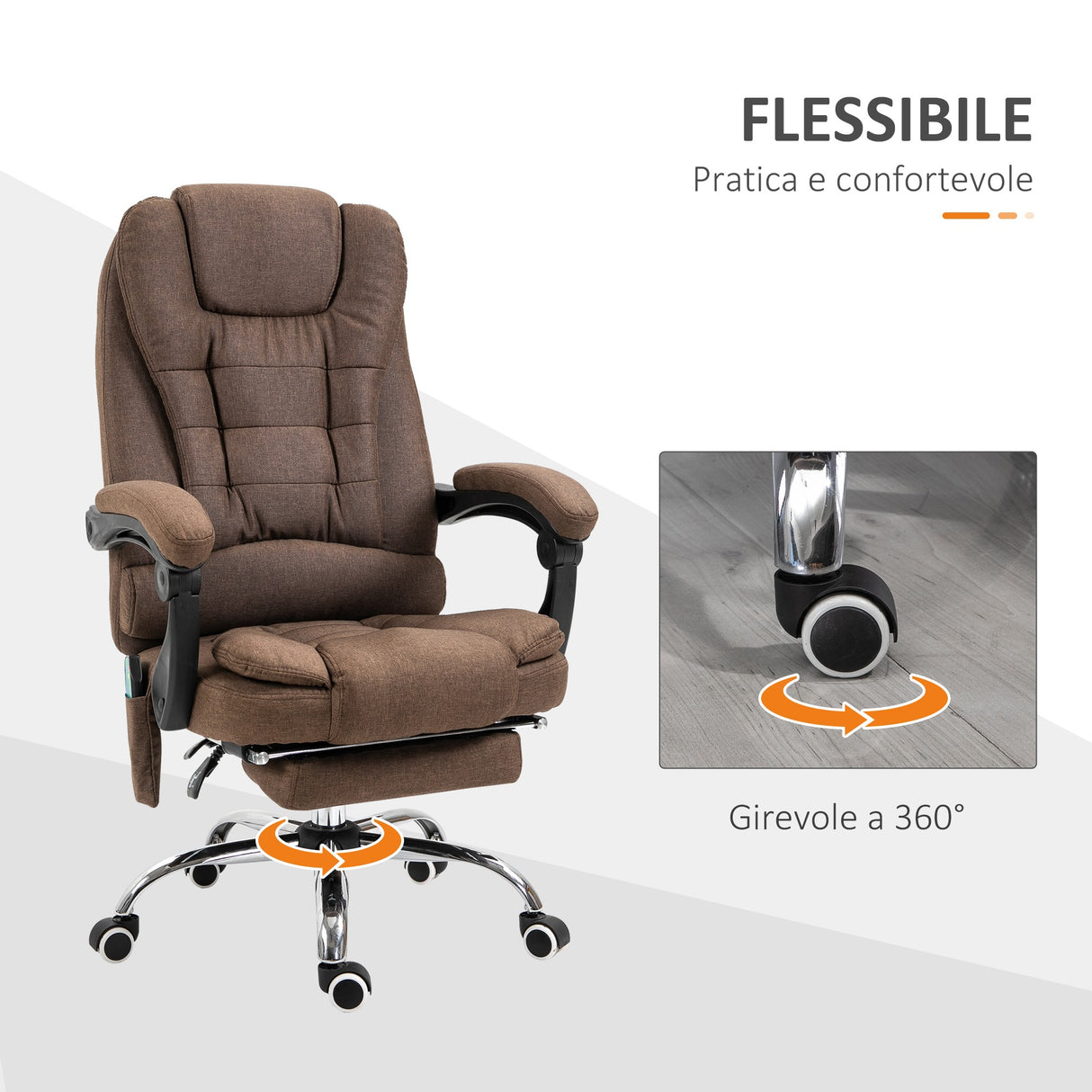 easycomfort easycomfort poltrona da ufficio massaggiante con riscaldamento reclinazione e altezza regolabile marrone