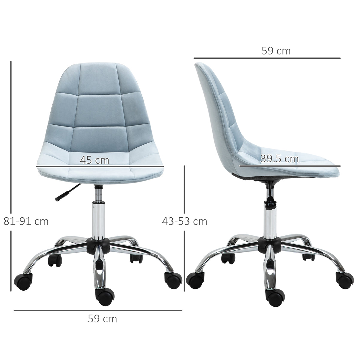 easycomfort easycomfort sedia da ufficio ergonomico sedia girevole scrivania regolabile senza braccioli azzurro 59x59x81 91cm ean 8054144136592