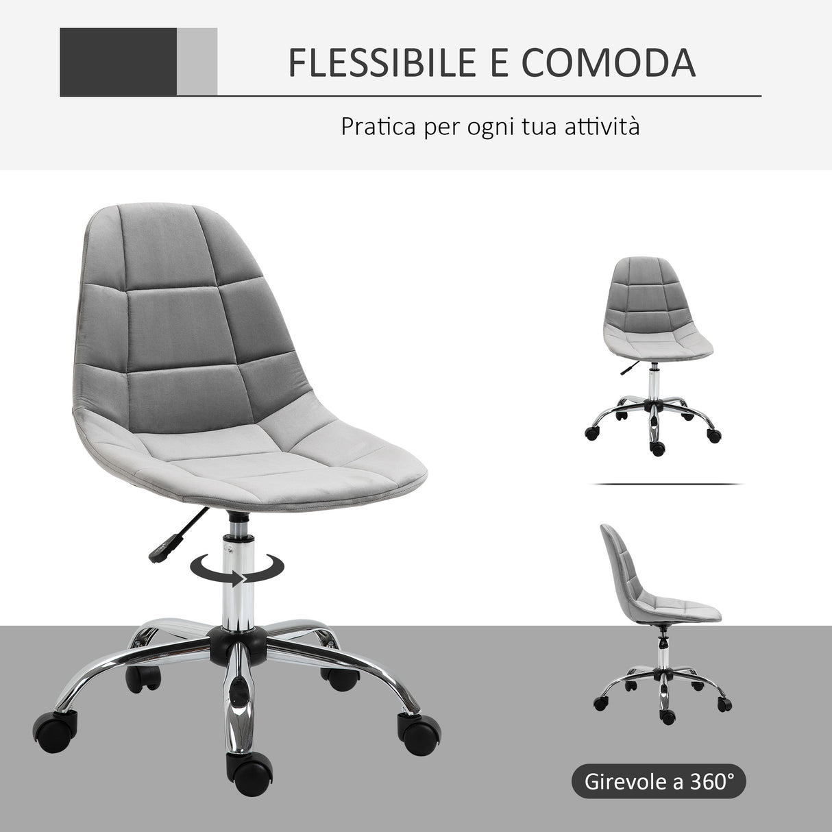 easycomfort easycomfort sedia girevole design ergonomico e regolabile senza braccioli grigio 59x59x81 91cm ean 8054144136615