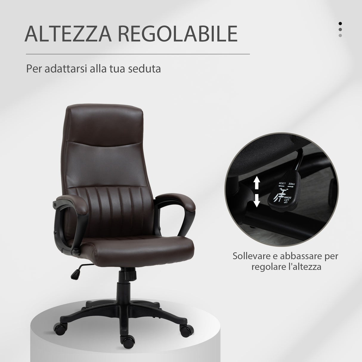 easycomfort easycomfort sedia da ufficio ergonomica sedia girevole con schienale alto e dondolo altezza regolabile e ruote 61 5x66x113 123cm marrone