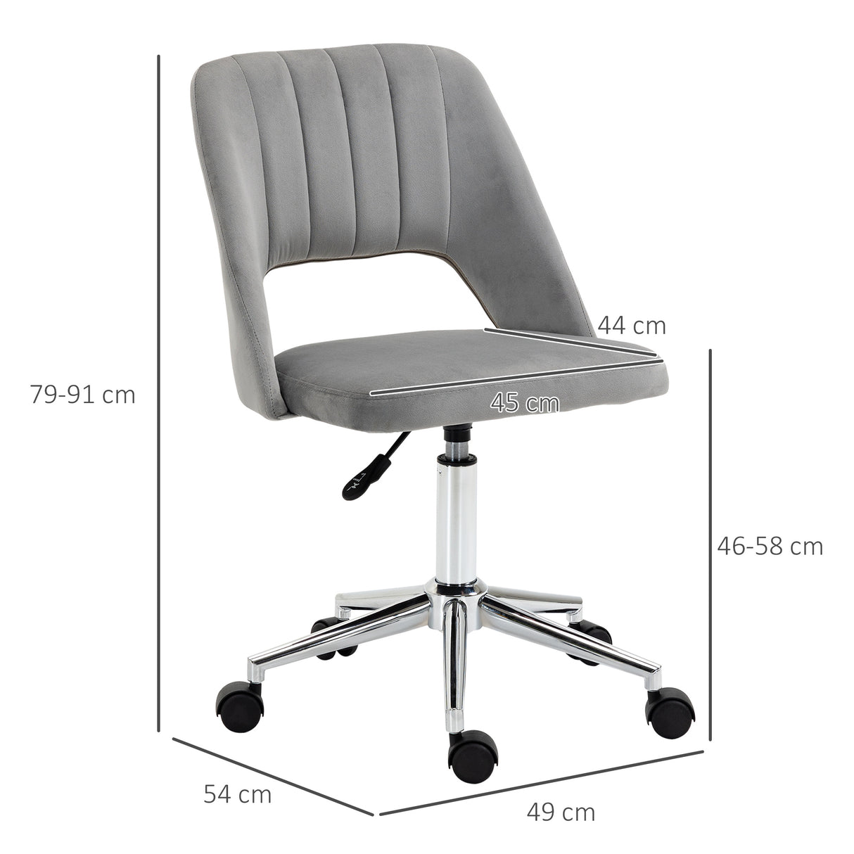 easycomfort easycomfort sedia da ufficio ergonomica e girevole sedia imbottita per scrivania con altezza regolabile grigio 49x54x79 91cm