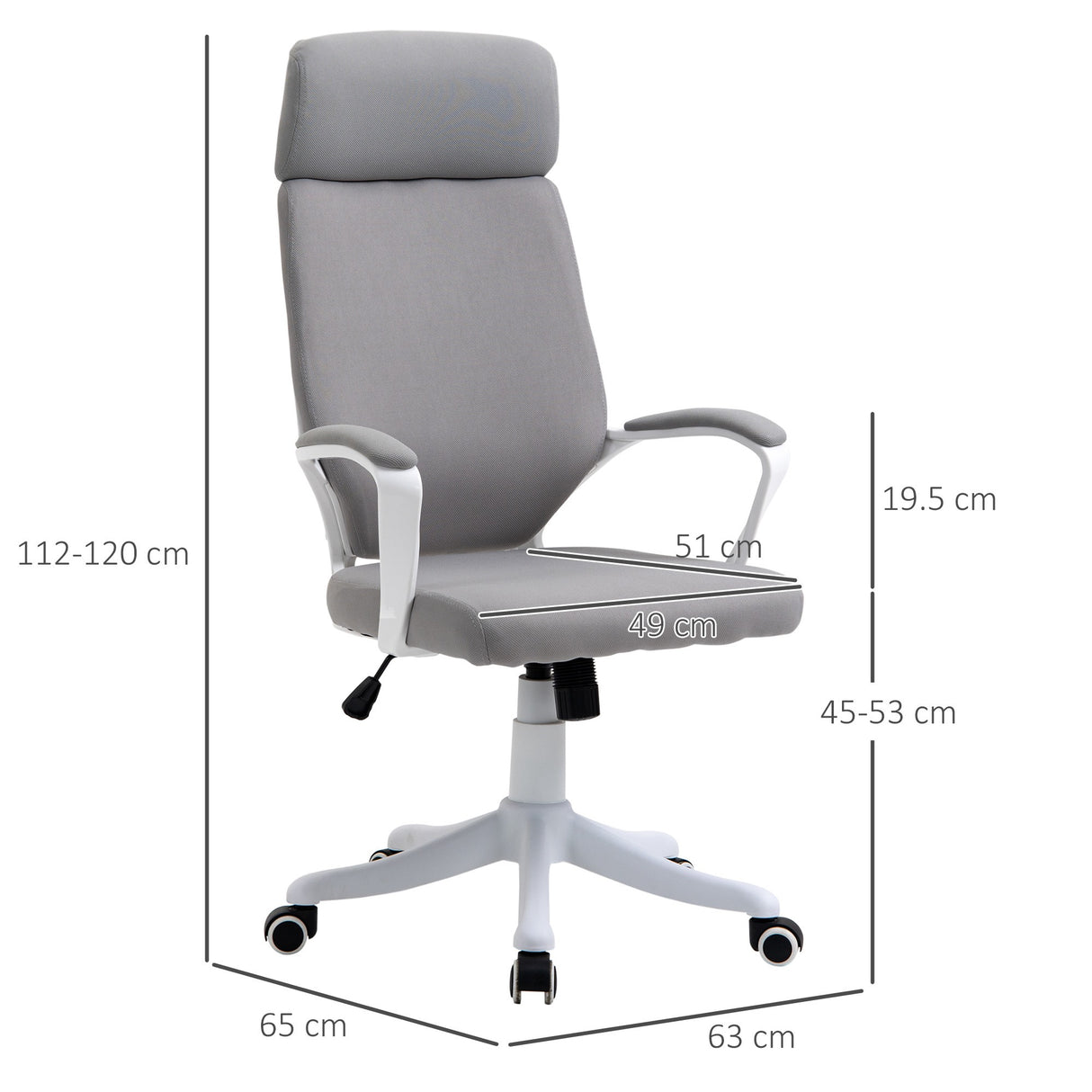 easycomfort easycomfort sedia da ufficio girevole con poggiatesta poltrona con altezza regolabile e funzione dondolo 63x65x112 120cm grigio chiaro