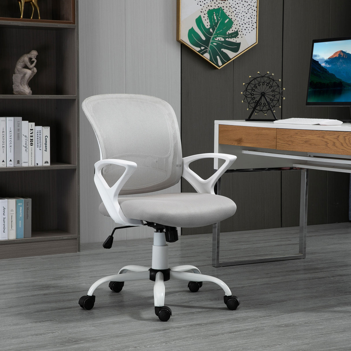 easycomfort easycomfort sedia da ufficio basculante in tessuto a rete grigio sedia da scrivania ergonomica e girevole con altezza regolabile