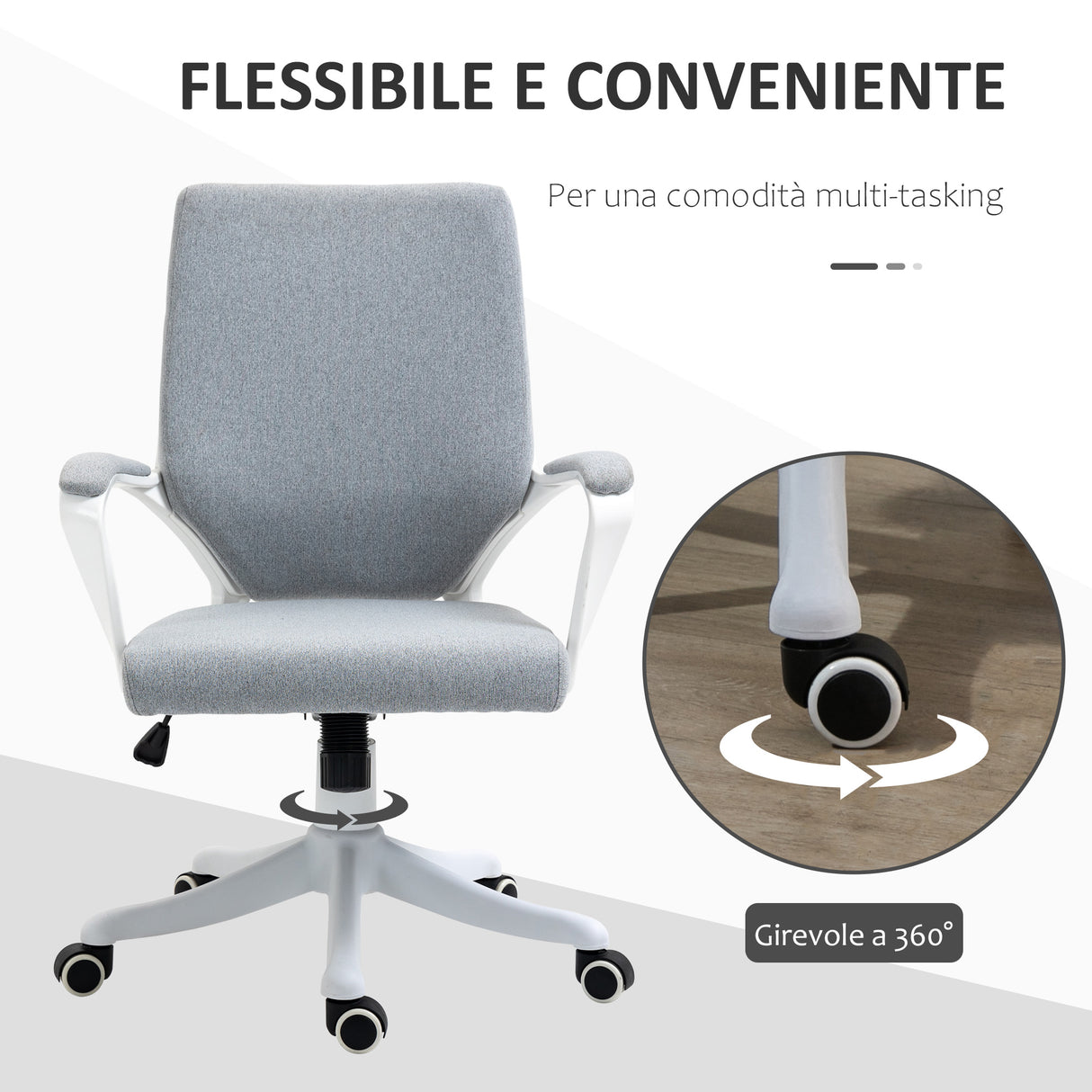 easycomfort easycomfort sedia da ufficio ergonomica altezza regolabile e funzione dondolo poltrona girevole con ruote 62x69x92 100cm grigio bianco