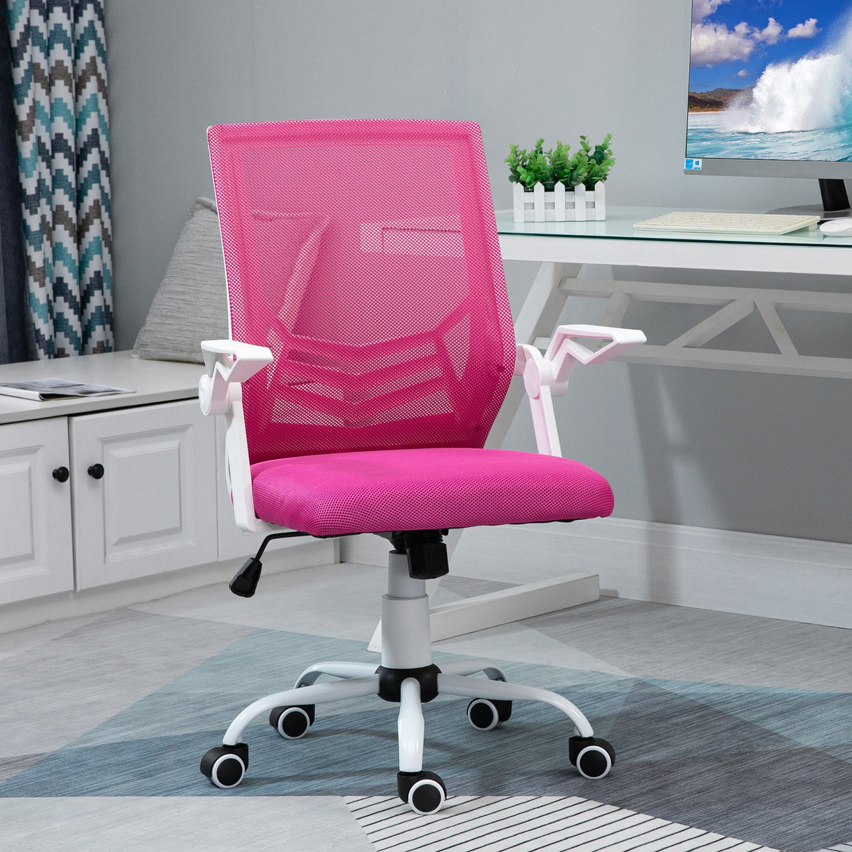 easycomfort easycomfort sedia da ufficio ergonomica con braccioli e supporto lombare poltrona ufficio girevole e altezza regolabile in tessuto rosa