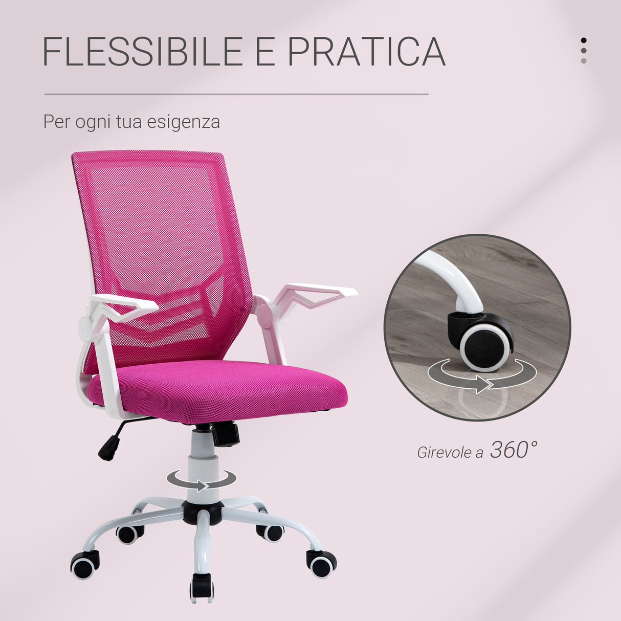 easycomfort easycomfort sedia da ufficio ergonomica con braccioli e supporto lombare poltrona ufficio girevole e altezza regolabile in tessuto rosa