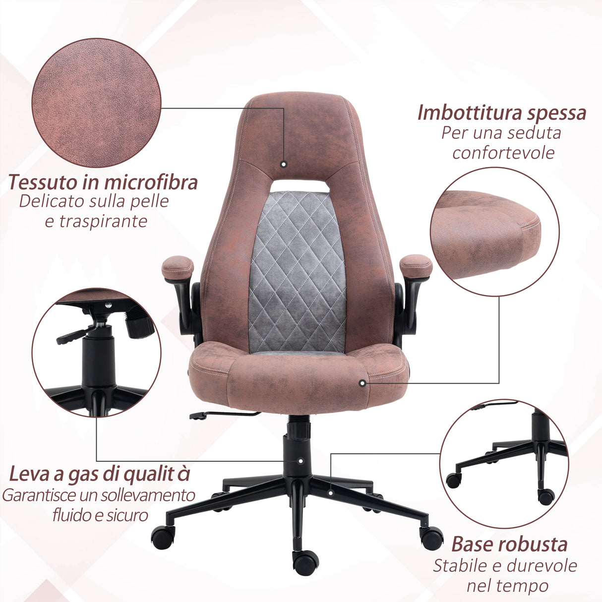easycomfort easycomfort sedia da ufficio ergonomica con altezza regolabile braccioli ribaltabili e 5 ruote 67x70x114 124 cm