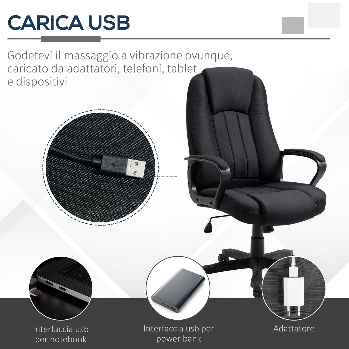 easycomfort easycomfort poltrona da ufficio massaggiante ad altezza regolabile 60x74x106 116cm nera
