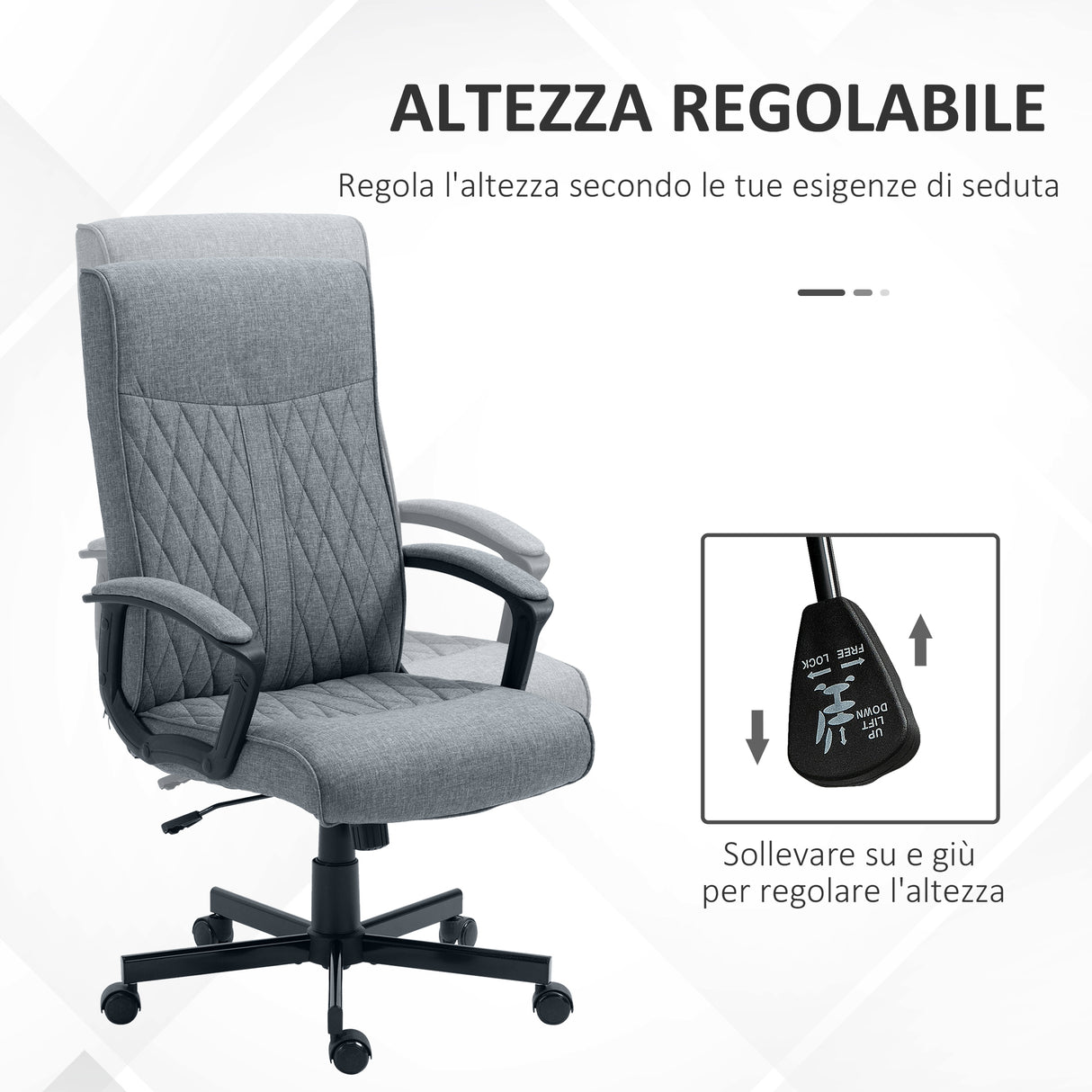easycomfort easycomfort sedia da ufficio girevole con funzione dondolo e altezza regolabile 65x72x102 112 5cm grigio