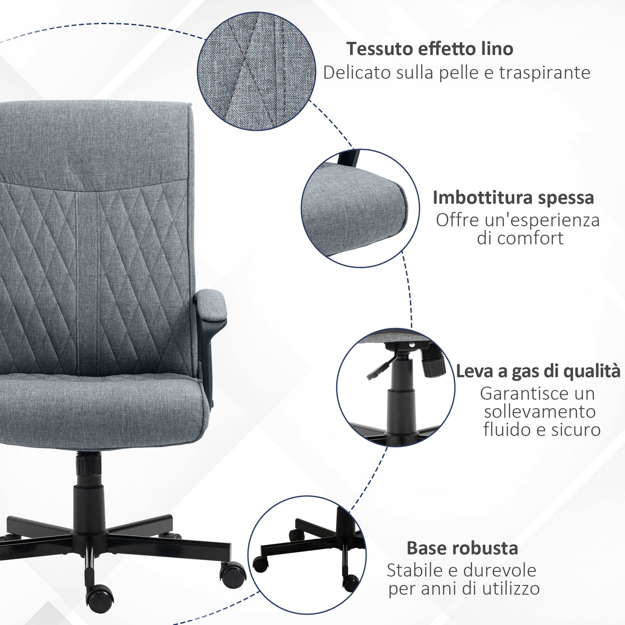 easycomfort easycomfort sedia da ufficio girevole con funzione dondolo e altezza regolabile 65x72x102 112 5cm grigio