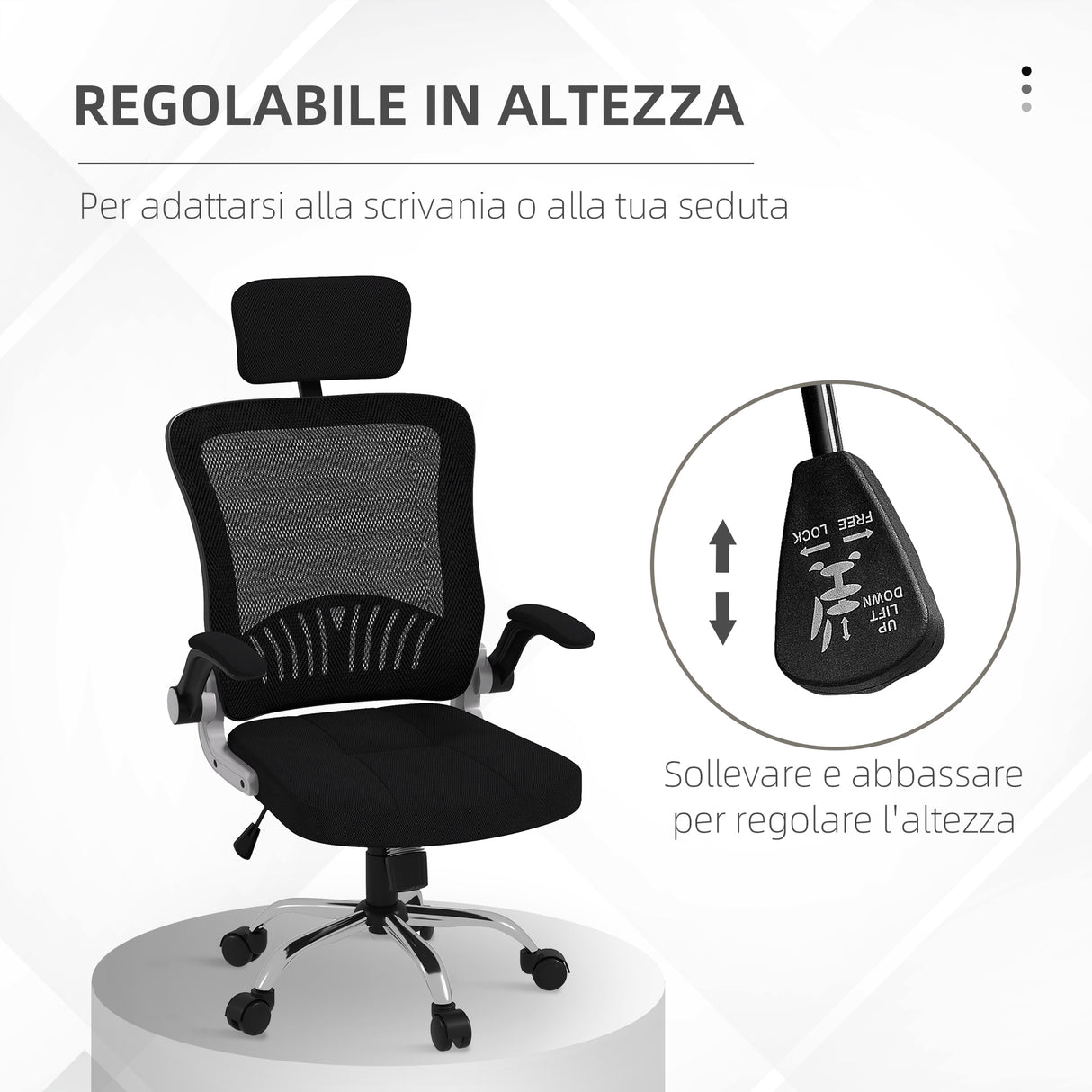 easycomfort easycomfort sedia da ufficio con poggiatesta e altezza regolabili tessuto a rete e braccioli ribaltabili nero