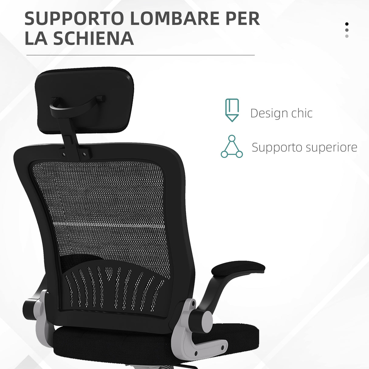 easycomfort easycomfort sedia da ufficio con poggiatesta e altezza regolabili tessuto a rete e braccioli ribaltabili nero