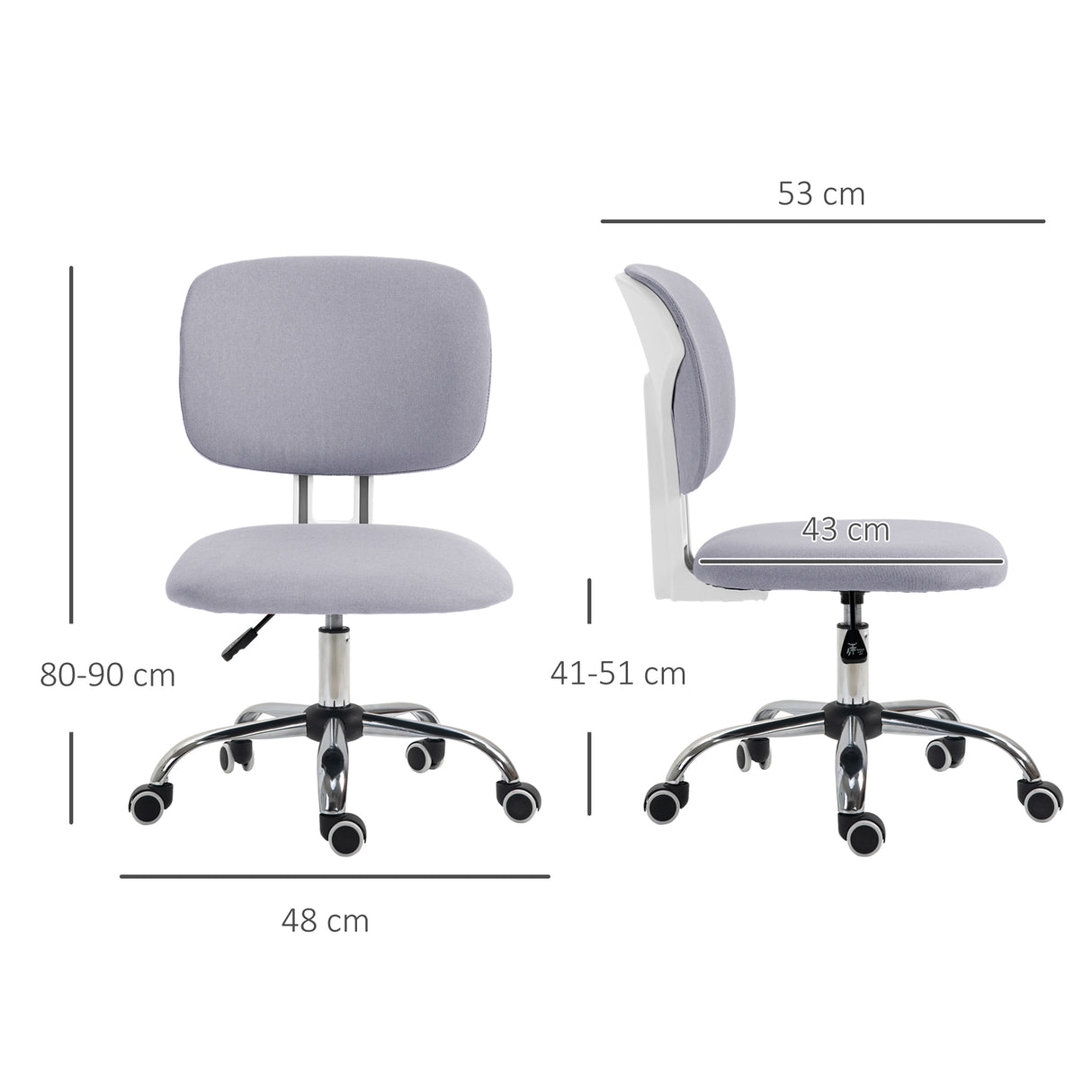 easycomfort easycomfort sedia da ufficio ad altezza regolabile in tessuto effetto lino con schienale ricurvo 48x53x80 90 cm grigio