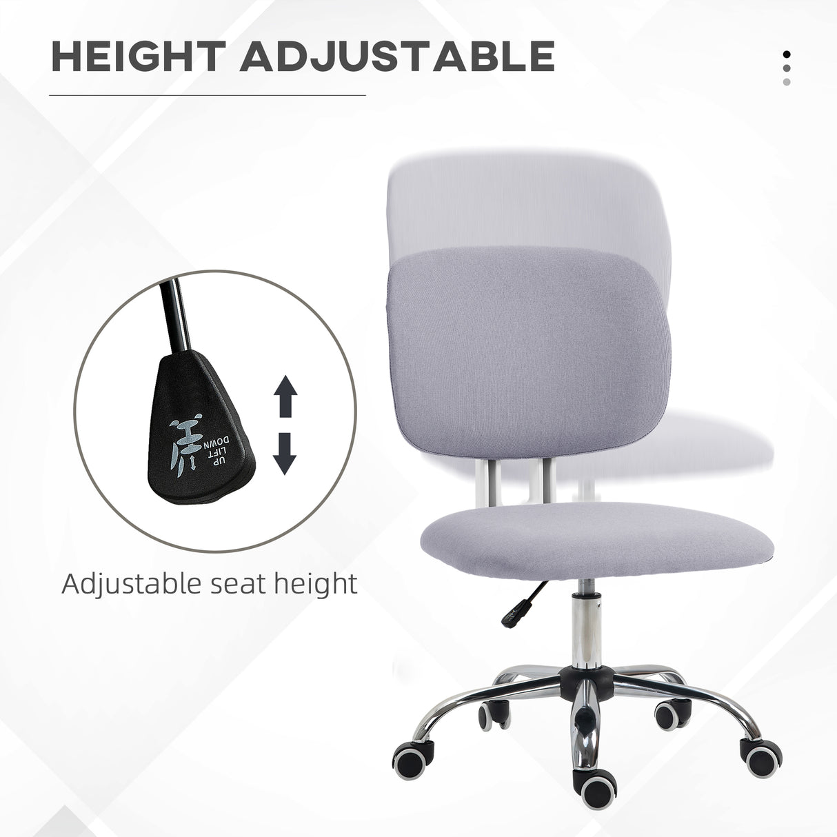 easycomfort easycomfort sedia da ufficio ad altezza regolabile in tessuto effetto lino con schienale ricurvo 48x53x80 90 cm grigio