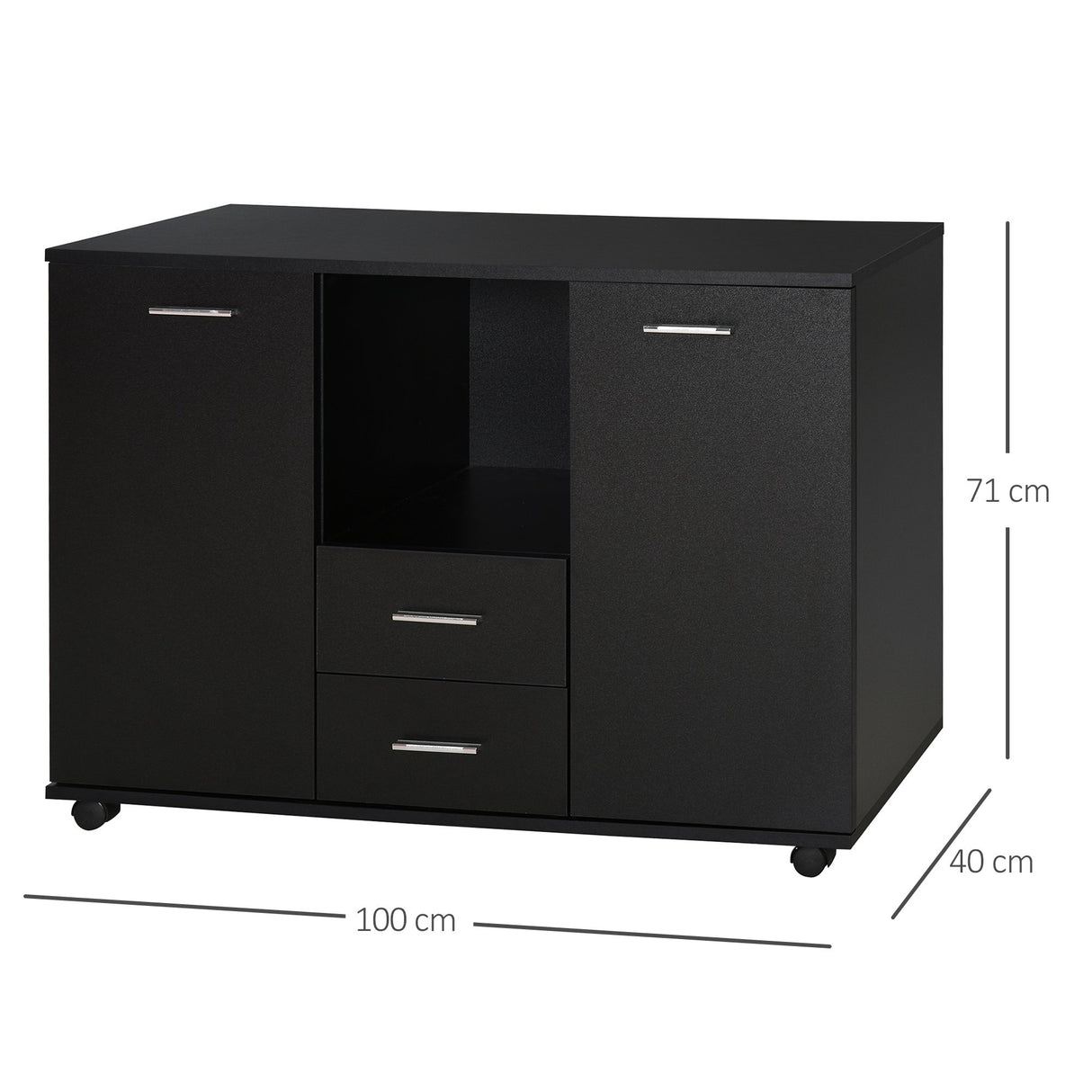 easycomfort easycomfort armadietto portastampante per lufficio con ruote a 360 in legno nero ean 8054111848787