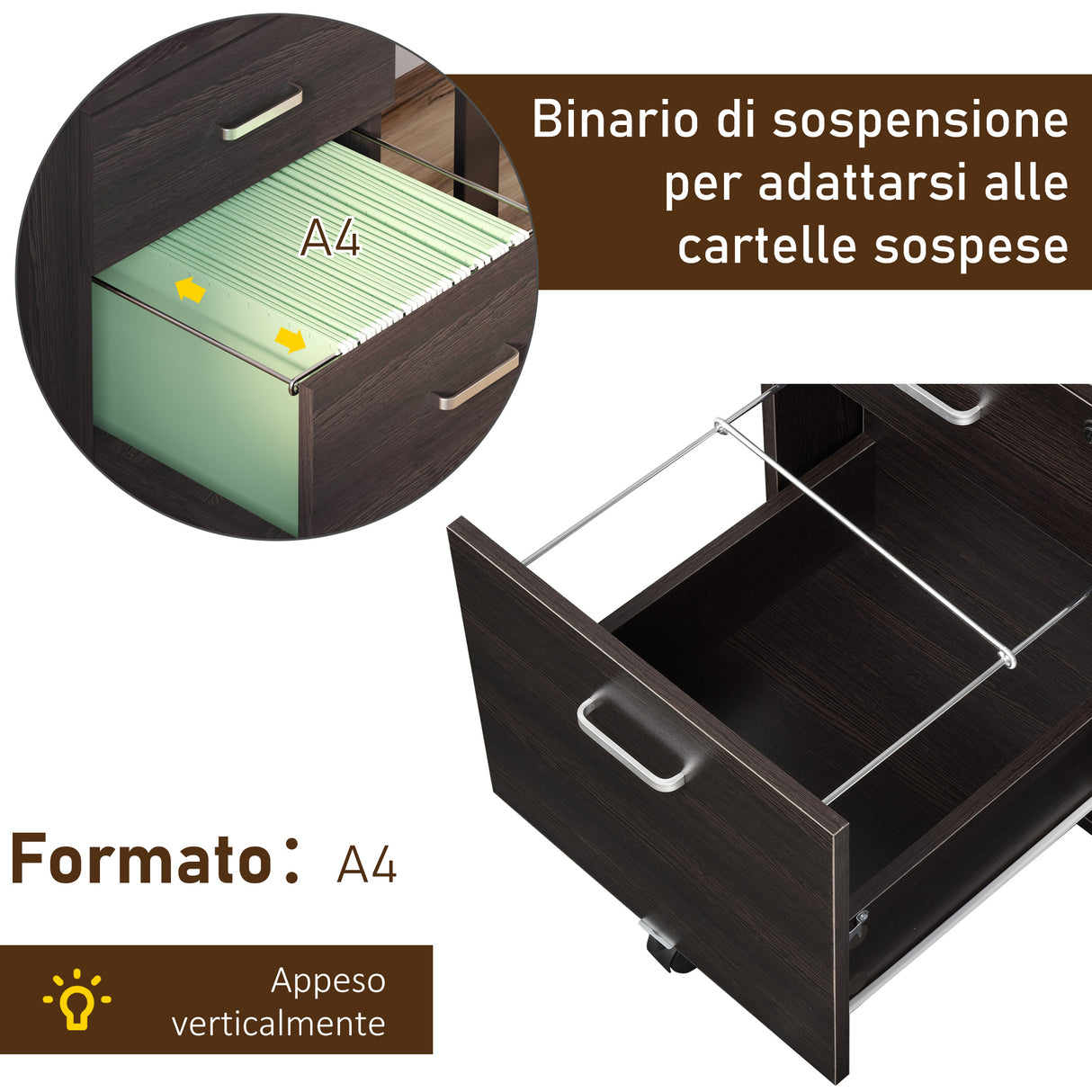 easycomfort easycomfort schedario da ufficio cassettiera per scrivania in legno 2 cassetti serratura con 2 chiavi nero 40x45x55 6cm ean 8054144134949