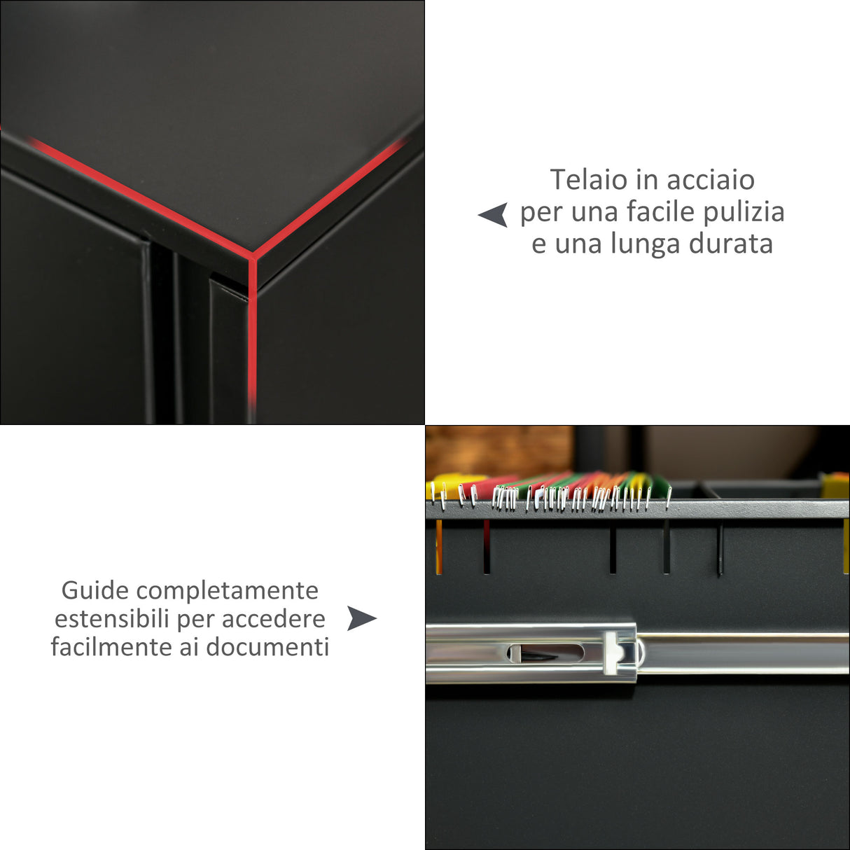 easycomfort easycomfort cassettiera ufficio con ruote schedario portadocumenti a 2 cassetti con serratura e 2 chiavi in acciaio 39x48x67cm nero