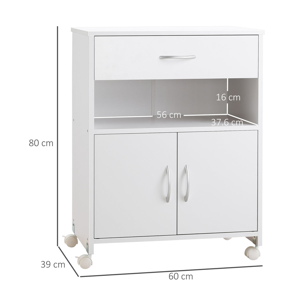 easycomfort easycomfort mobile porta stampante con 4 ruote cassetto e armadietto 60x39x80cm bianco