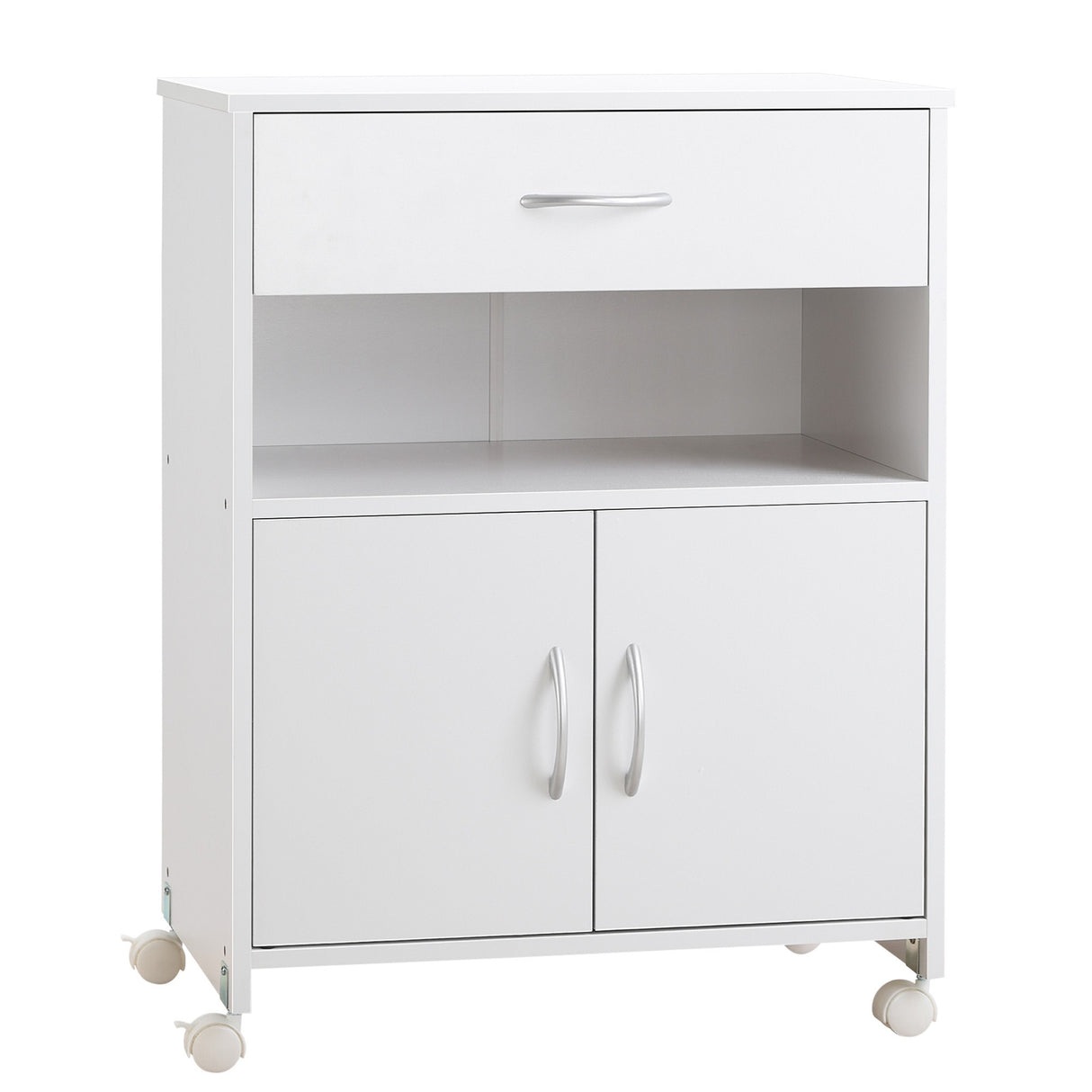 easycomfort easycomfort mobile porta stampante con 4 ruote cassetto e armadietto 60x39x80cm bianco