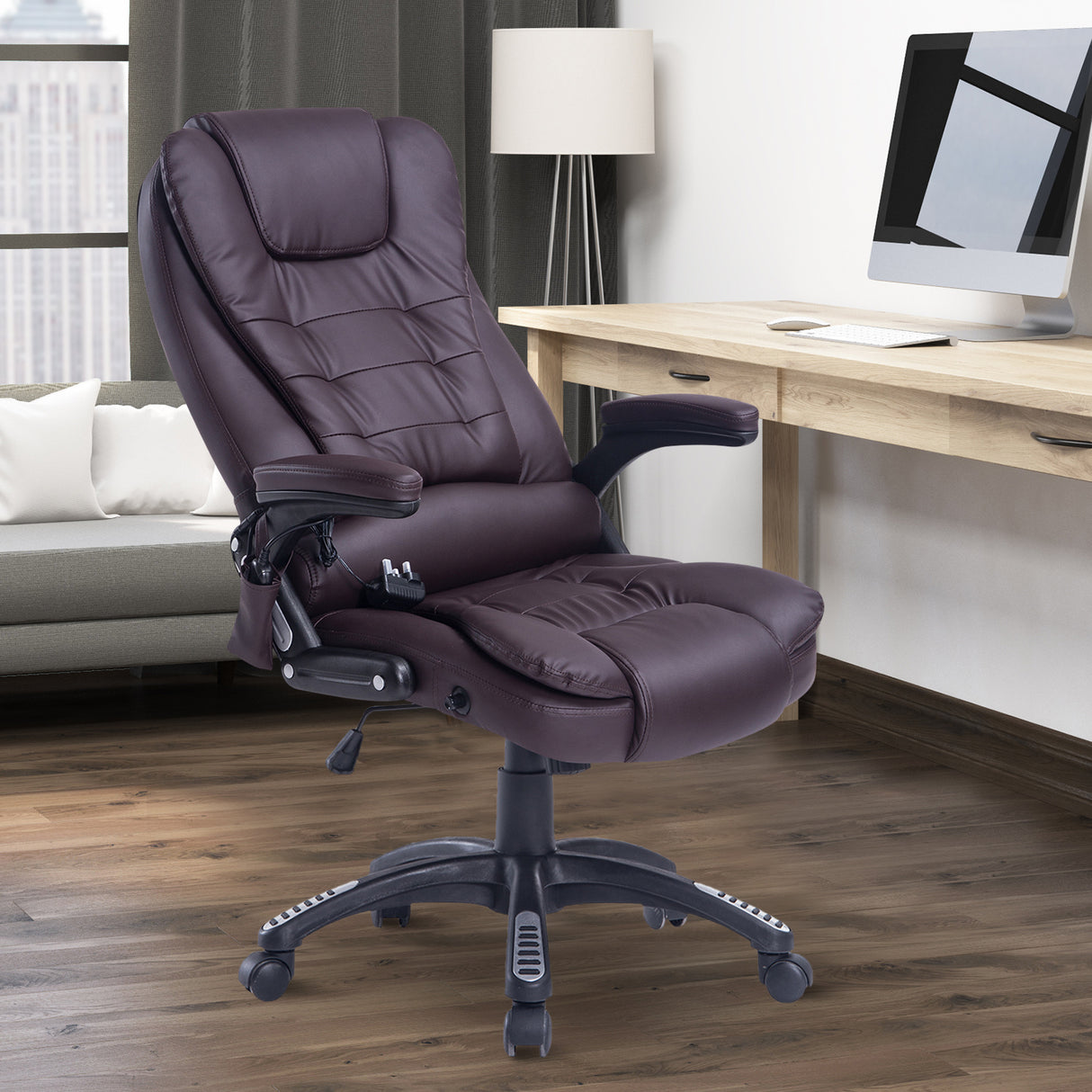 easycomfort easycomfort poltrona massaggiante da ufficio ad altezza regolabile con 6 punti massaggianti in pu 62x68x111 121 cm marrone ean 8054144134024