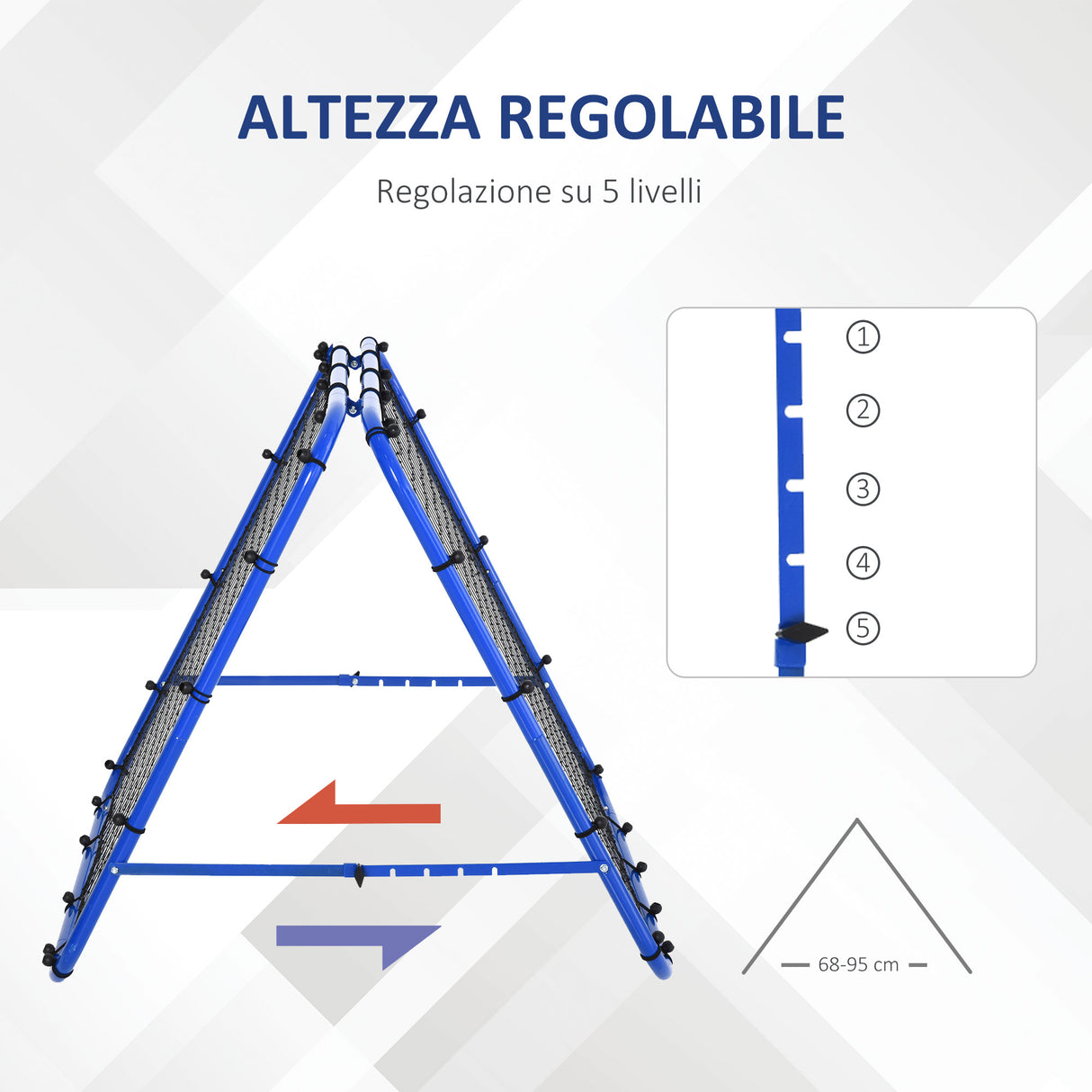 easycomfort easycomfort rete da calcio rebounder pieghevole con angolo regolabile e picchetti 100x95x90 cm blu