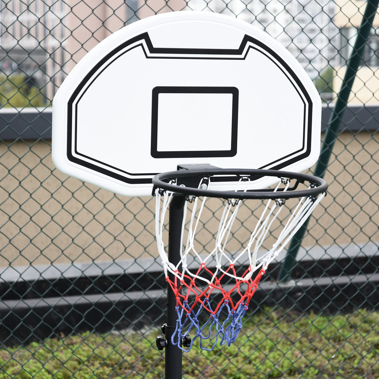 easycomfort canestro basket per bambini ad altezza regolabile 132.5 161.5 cm con base riempibile e ruote multicolore
