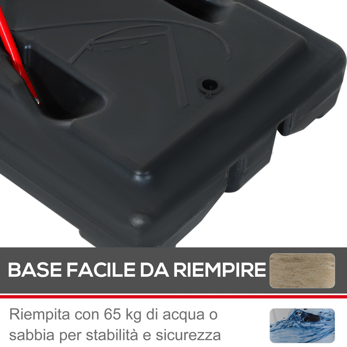 easycomfort easycomfort canestro basket autoportante con altezza regolabile 210 260cm e ruote rosso
