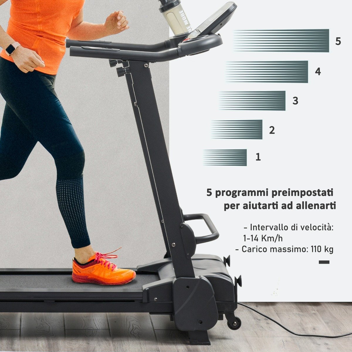 easycomfort easycomfort tapis roulant elettrico pieghevole 14km h 5 programmi e presa usb