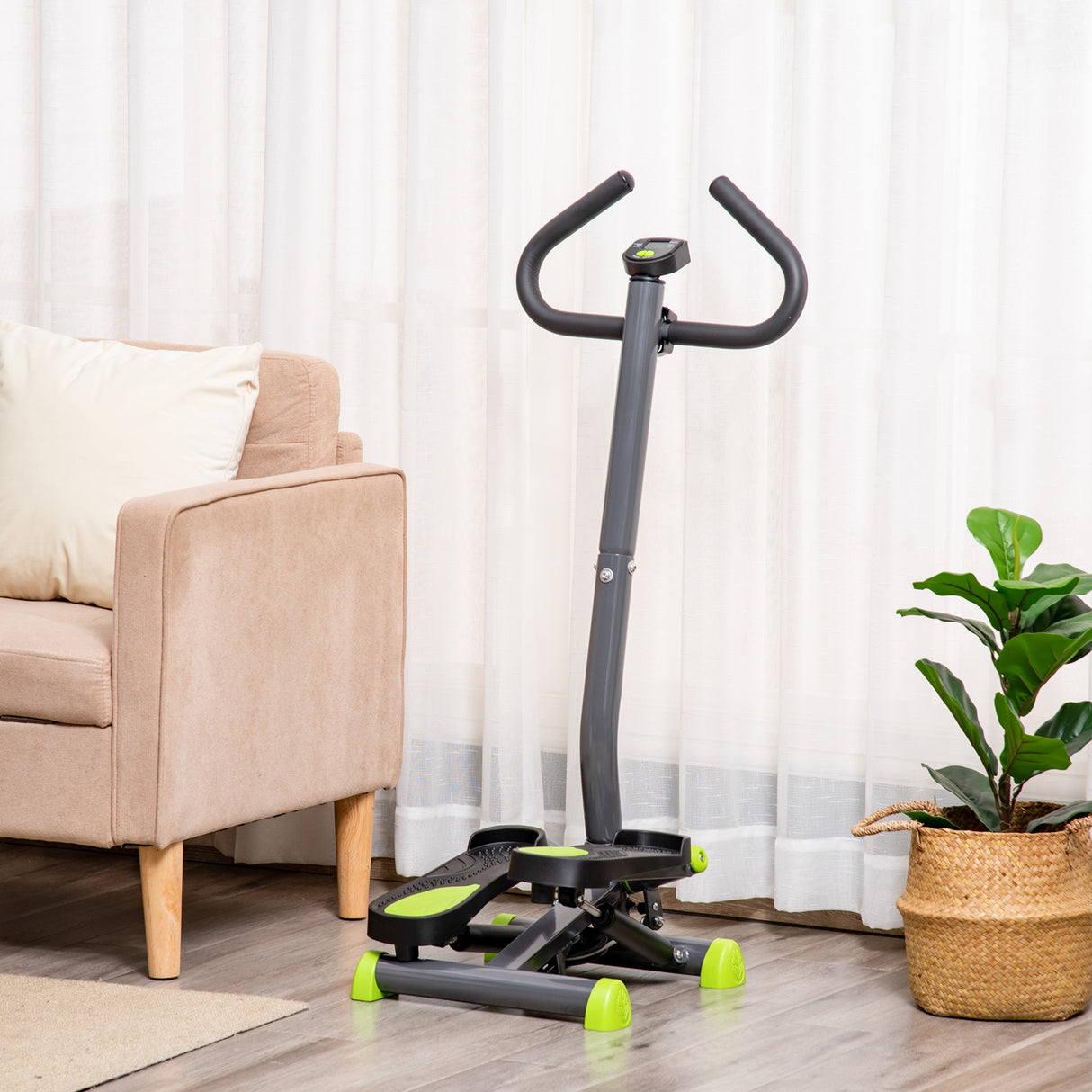 easycomfort easycomfort stepper con manubrio e monitor lcd pedali antiscivolo e struttura in acciaio e abs grigioverde